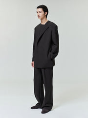 Double Weave Wool Crewneck Jacket