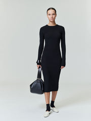 Womens Rib Long Sleeve Dress