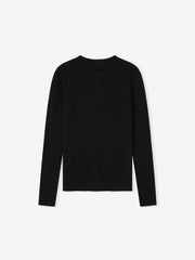 Womens Signature Rib Knit Fitted Long Sleeve Zip Up Tee