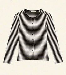 AMELIE TEE -- BLACK NANTUCKET STRIPE