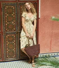 HARBOUR TOTE -- MARRON RAFFIA