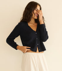 CAMERON CASHMERE CARDIGAN -- NAVY