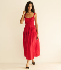 CLOVER DRESS -- DEEP TOMATO