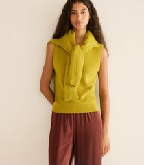 DAMIA CASHMERE VEST -- ANTIQUE MOSS