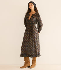 DELFINA DRESS -- DELPHINIUM FLORAL