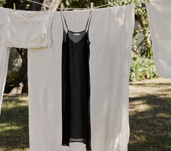 LONG DEEP V-NECK SLIP -- BLACK