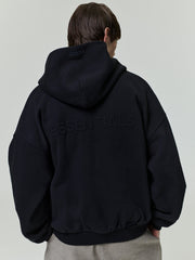 Embossed 90s Fit Fleece Zip-Up Hoodie