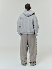 Embossed 90s Fit Fleece Zip-Up Hoodie