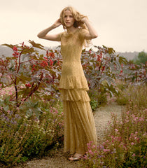 GARBO DRESS -- BURNISHED GOLD LACE