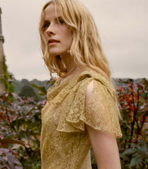 GARBO DRESS -- BURNISHED GOLD LACE
