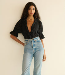 HENRI TOP -- BLACK EYELET