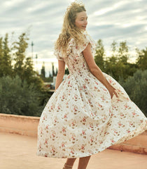 ILLIANA DRESS -- BLANC PRAIRIE ROSE
