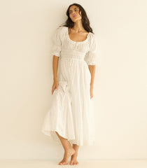 ISCHIA DRESS -- SALT FLOCK DOT