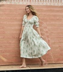 ISCHIA DRESS -- VERT PETIT BOUQUET DE CHAMONIX