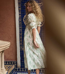 ISCHIA DRESS -- VERT PETIT BOUQUET DE CHAMONIX