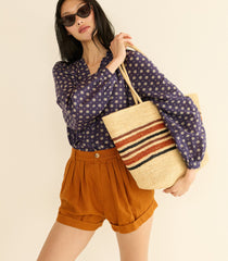 JULIENNE TOP -- NAVY CADIZ FOULARD