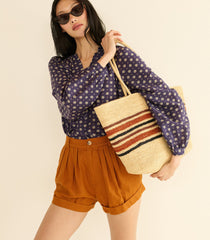 JULIENNE TOP -- NAVY CADIZ FOULARD