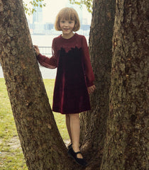 LITTLE MADELYNNE DRESS -- VINO ROSSO