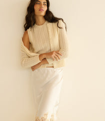 LOUDEN CASHMERE CABLE TOP -- DOGWOOD