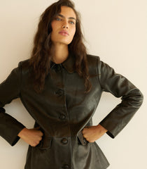 NICO LEATHER JACKET -- BLACK