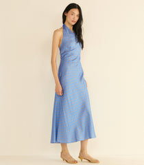 NOEMIE DRESS -- PERIWINKLE CADIZ FOULARD