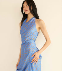 NOEMIE DRESS -- PERIWINKLE CADIZ FOULARD
