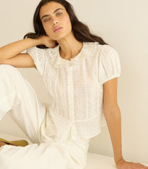 OLETA TOP -- SALT FLOCK DOT