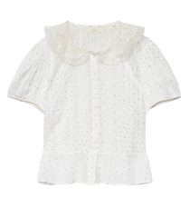OLETA TOP -- SALT FLOCK DOT