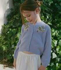 PETIT GARDENIA CASHMERE CARDIGAN -- CLEAR SKY