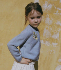 PETIT GARDENIA CASHMERE CARDIGAN -- CLEAR SKY