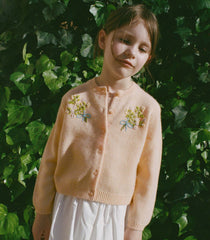 PETIT GARDENIA CASHMERE CARDIGAN -- LIGHT PEACH SORBET