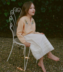 PETIT GARDENIA CASHMERE CARDIGAN -- LIGHT PEACH SORBET
