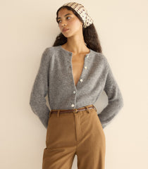 PETRA CARDIGAN -- DARK HEATHER GREY