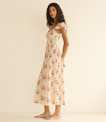 QUINETTE DRESS -- IVORY LANTANA FLORAL