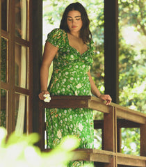 VALERINE DRESS -- EMERALD HOLLYHOCK HILLS