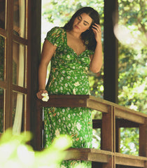 VALERINE DRESS -- EMERALD HOLLYHOCK HILLS