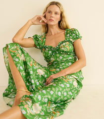 VALERINE DRESS -- EMERALD HOLLYHOCK HILLS
