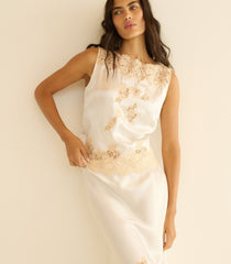 VIVIANE TOP -- SALT AND PEACH LACE