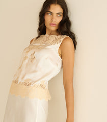 VIVIANE TOP -- SALT AND PEACH LACE