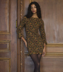 CECILLIA DRESS -- NOIR RÊVE DES JARDINS