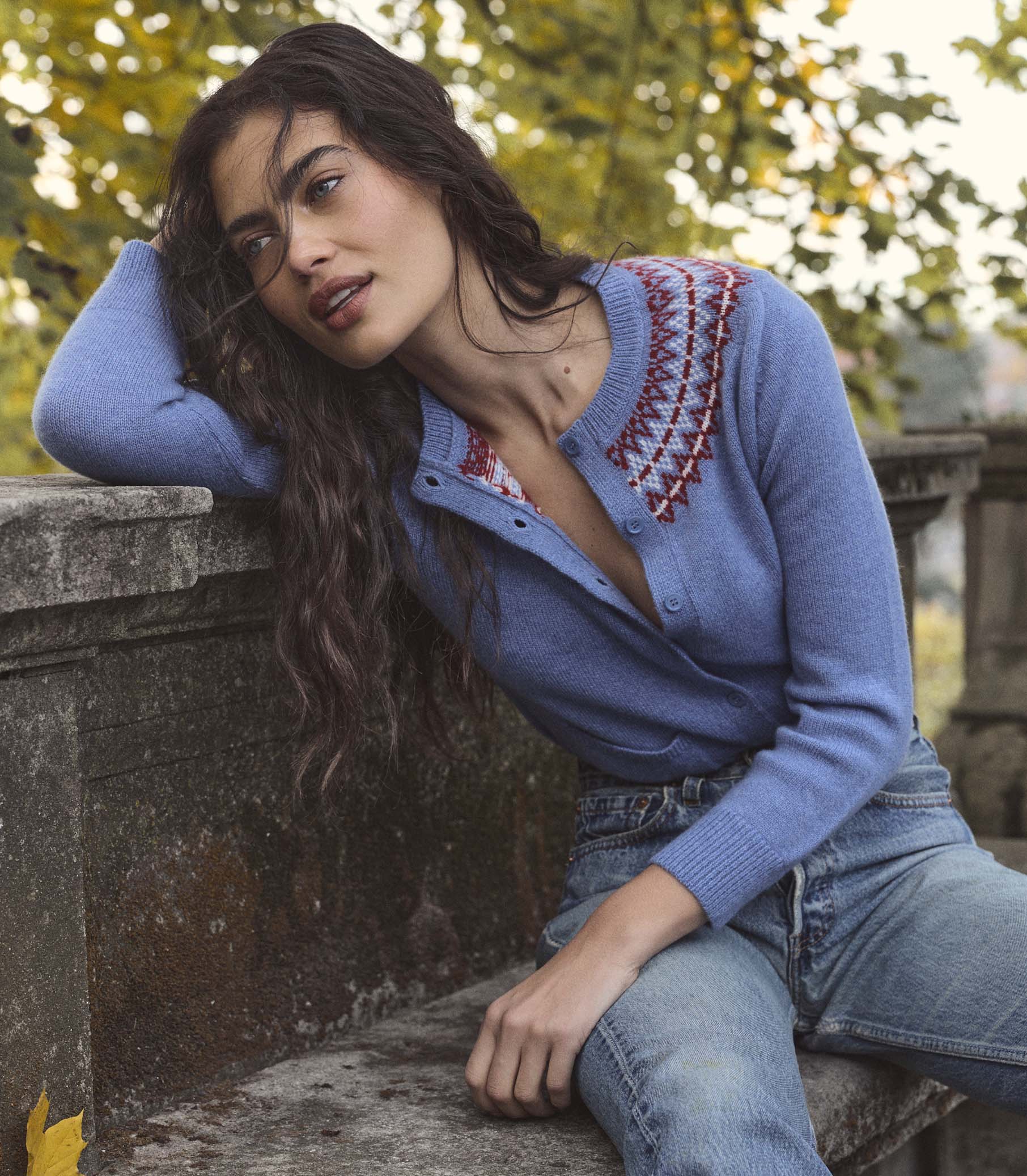 ELLIOT CASHMERE CARDIGAN -- VASHON JACQUARD